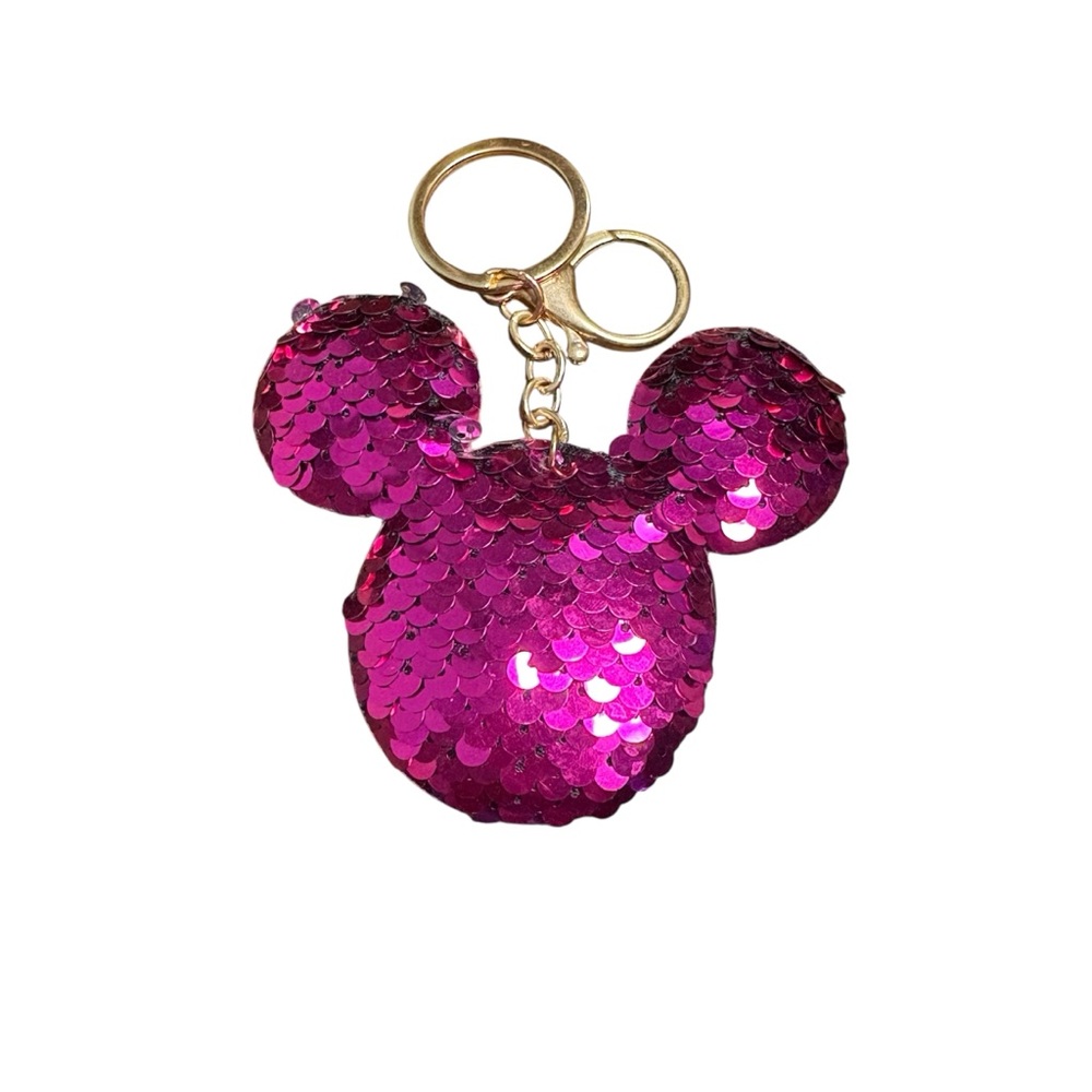 Disney Mickey Ears Mermaid Pink/Silver Reversible Sequin Keychain